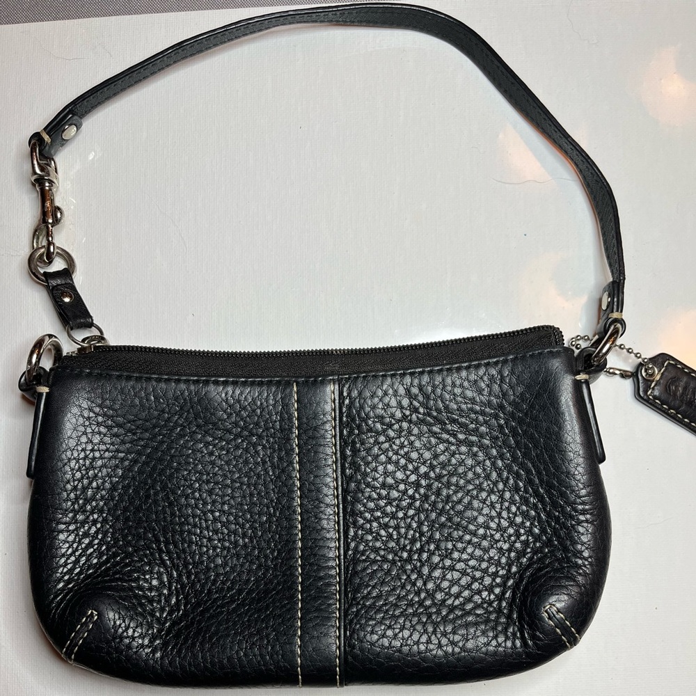 Coach black leather wristlet
